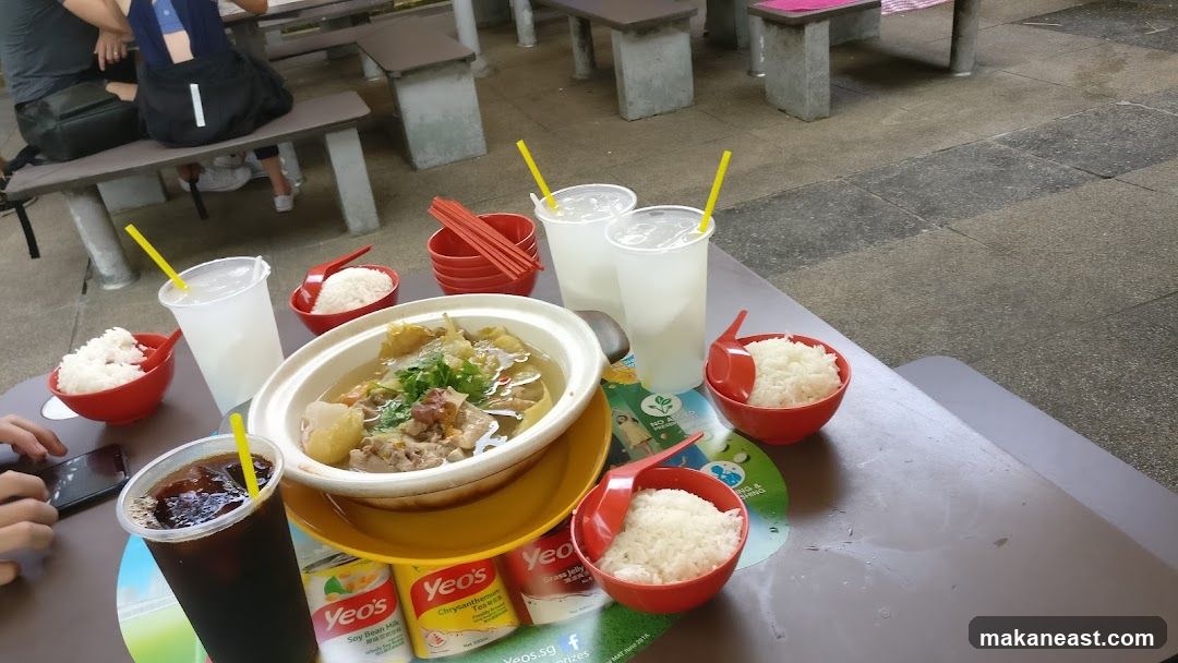 Outdoor Meal with Drinks and Rice