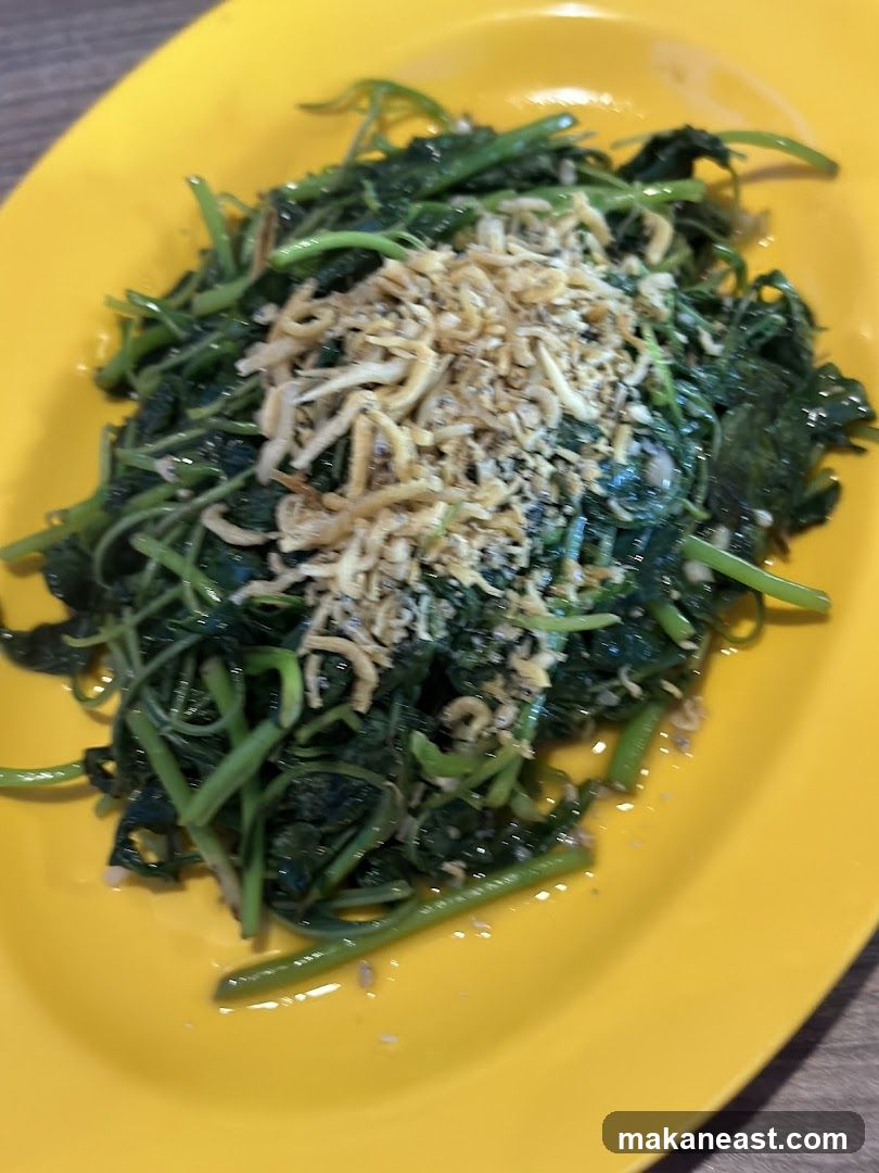 Stir-fried vegetables with dried anchovies