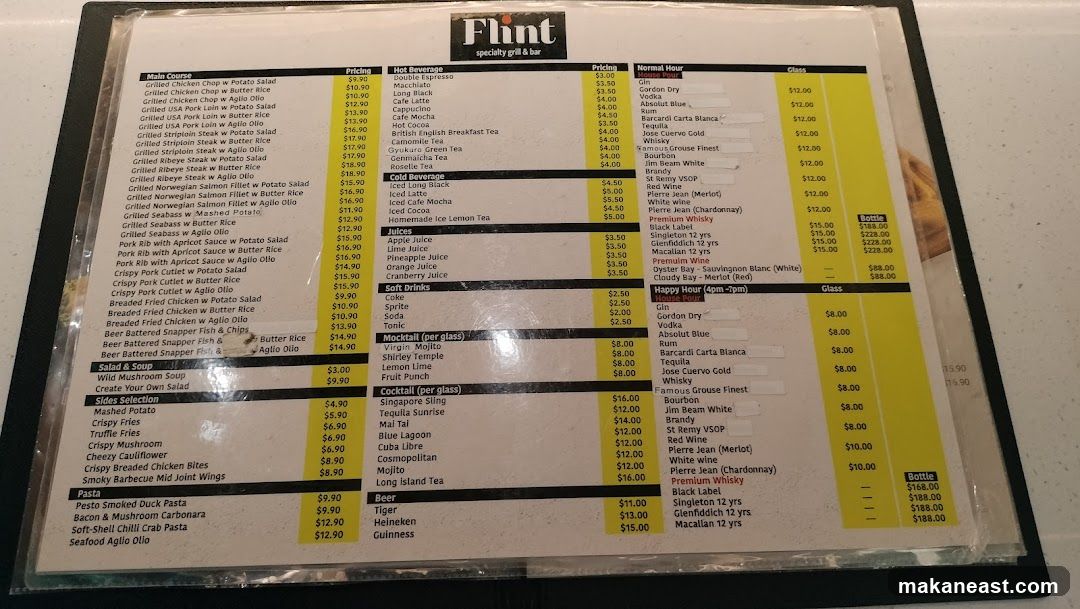 Flint Specialty Grill & Bar Menu