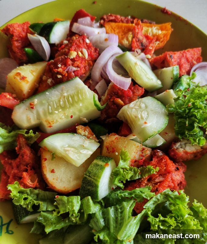 Spicy Salad with Cucumber and Onion