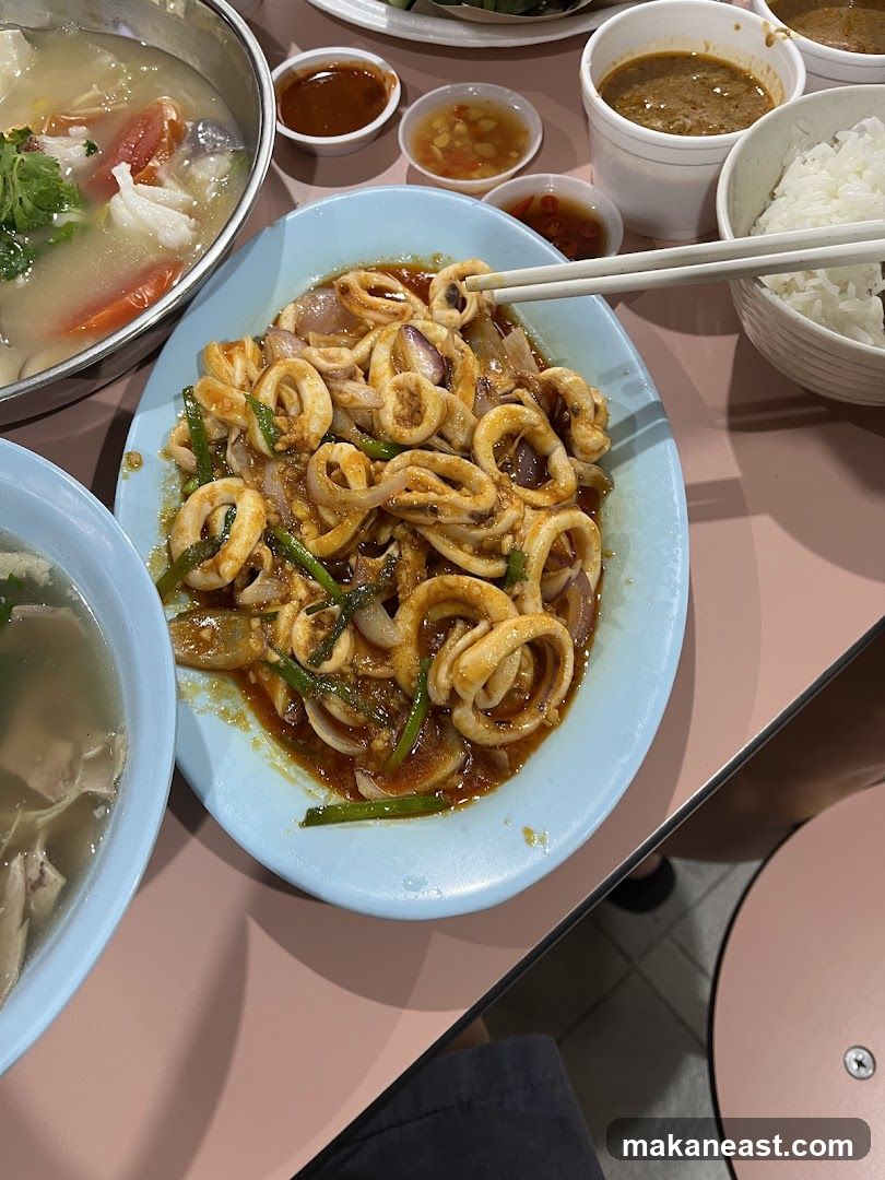 Squid Dish with Rice and Soup