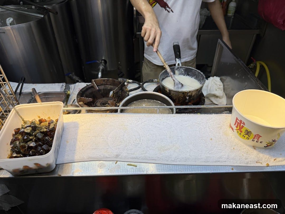 Food preparation at a stall
