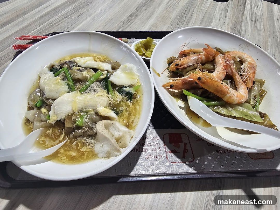 Seafood Noodles and Shrimp Dish