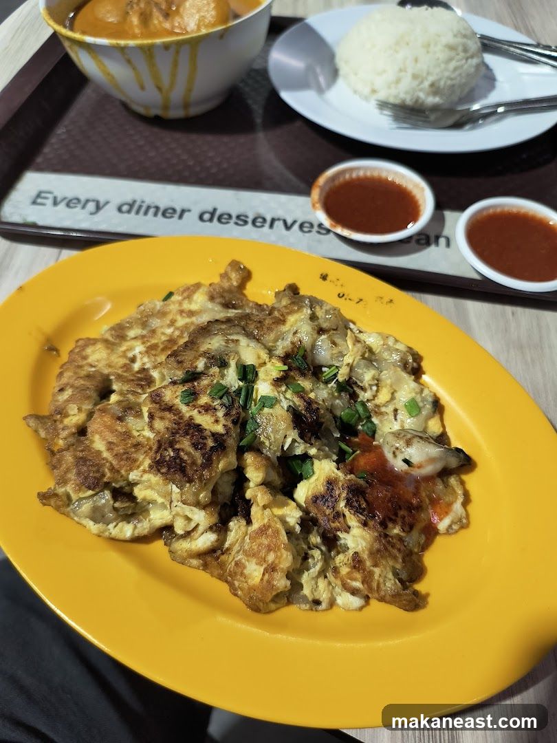 Oyster Omelette with Rice and Curry