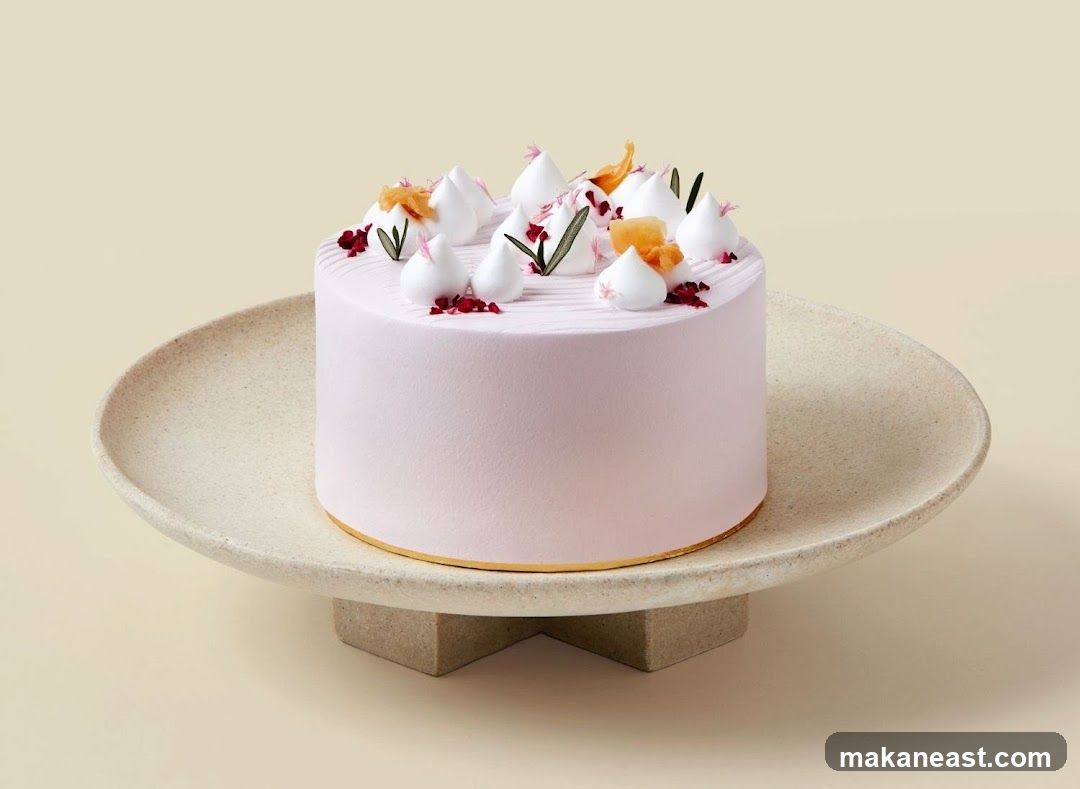 Pink Frosted Cake with Meringue Topping