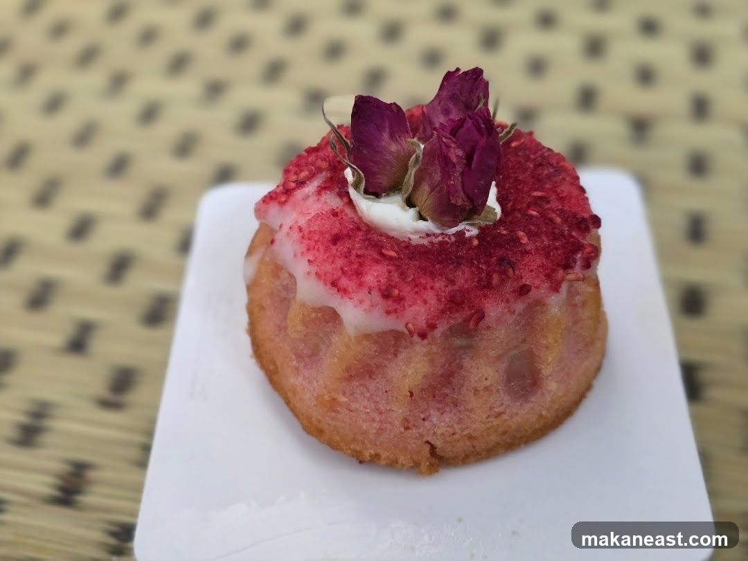 Pink Bundt Cake with Rose and Raspberry Topping