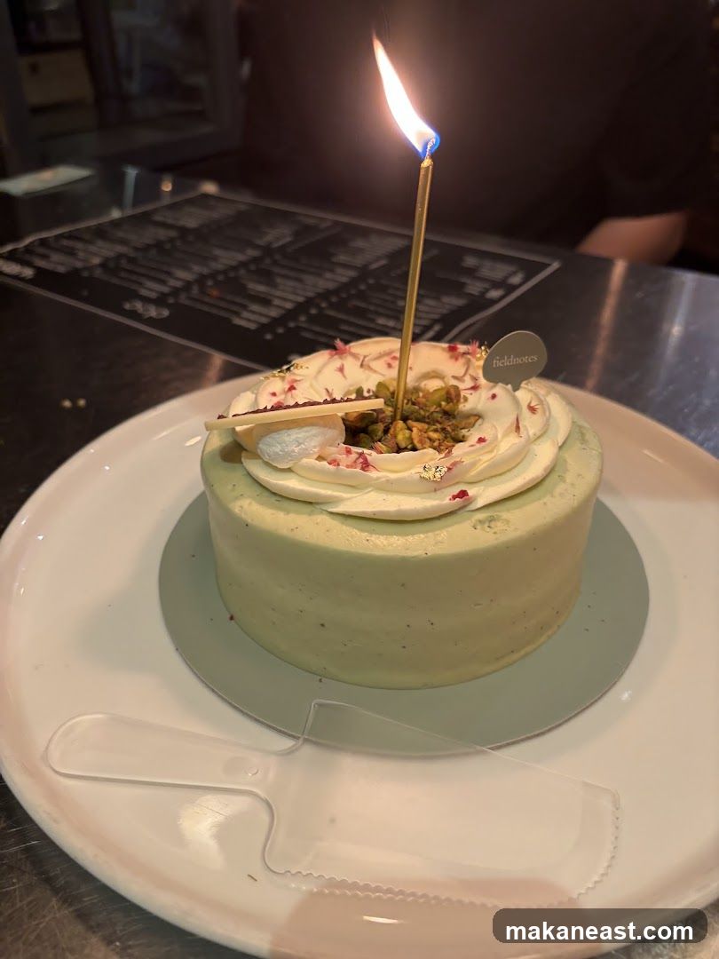 Pistachio Cake with Candle