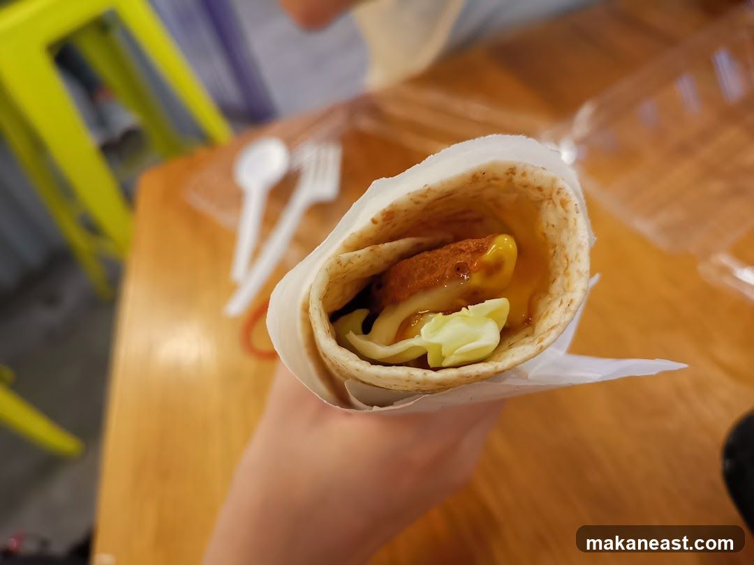 Close-up of a wrap with filling