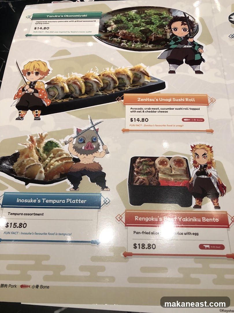 Demon Slayer Themed Menu