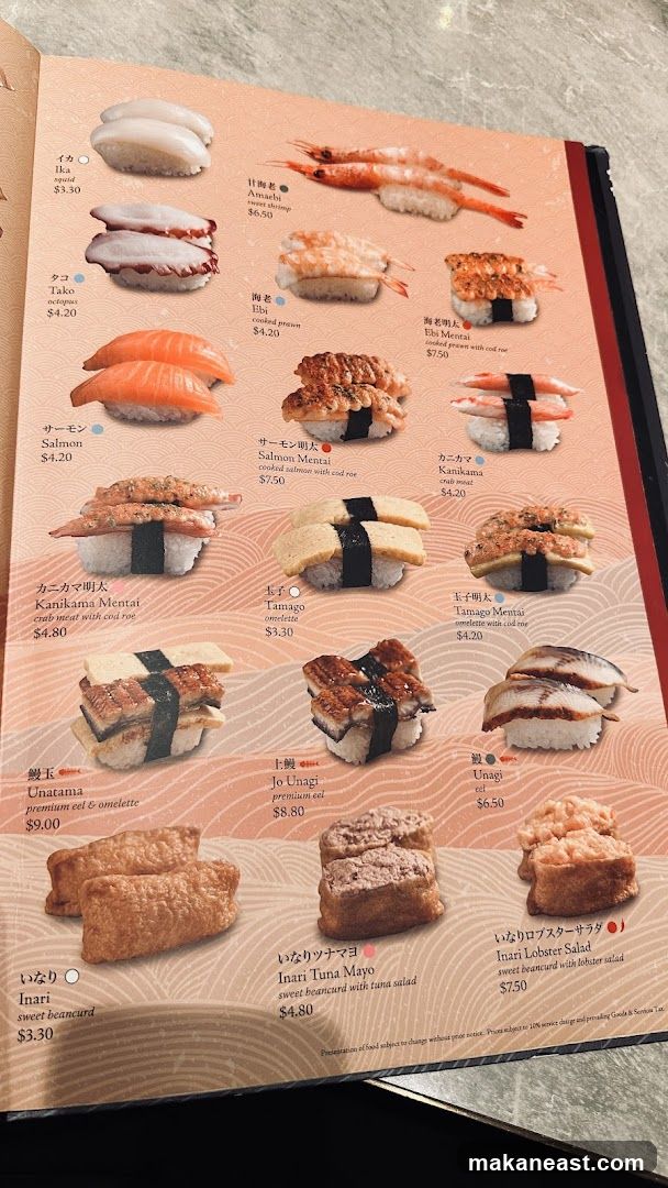 Sushi Menu