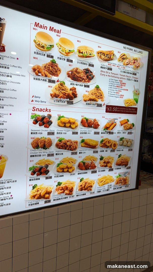 Main Meal & Snacks Menu