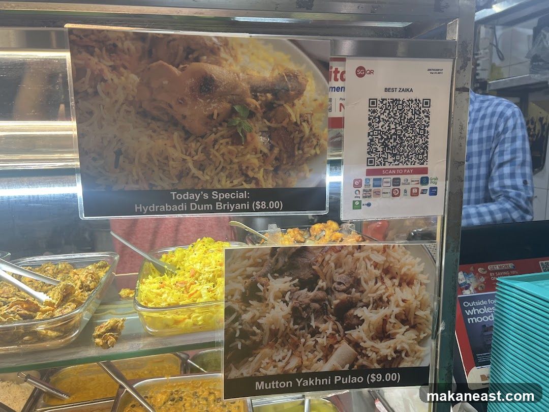 Food display with menu items