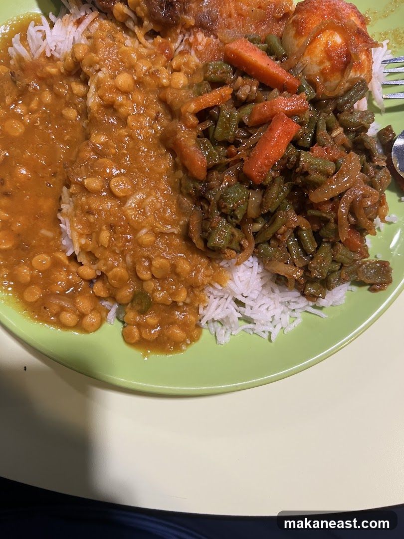 Plate of Rice with Curries and Vegetables
