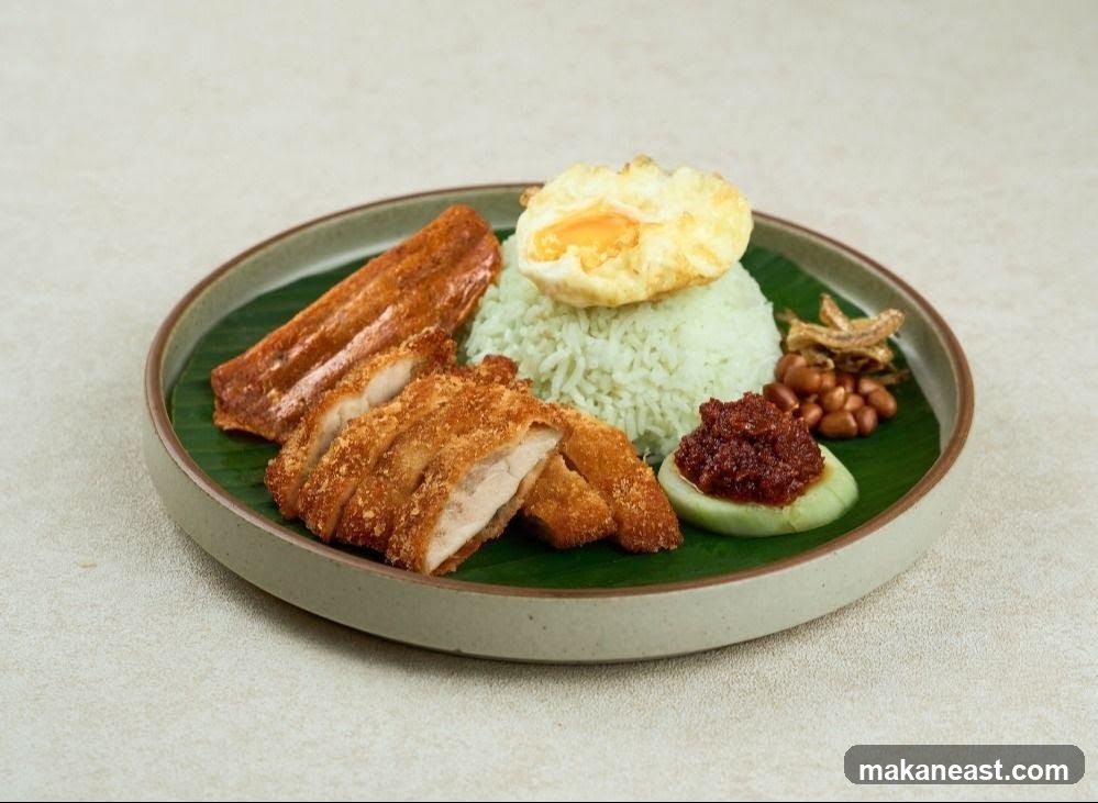 Nasi Lemak with Fried Chicken