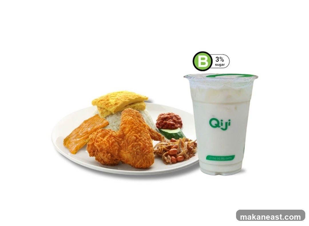 Nasi Lemak with Fried Chicken and Drink