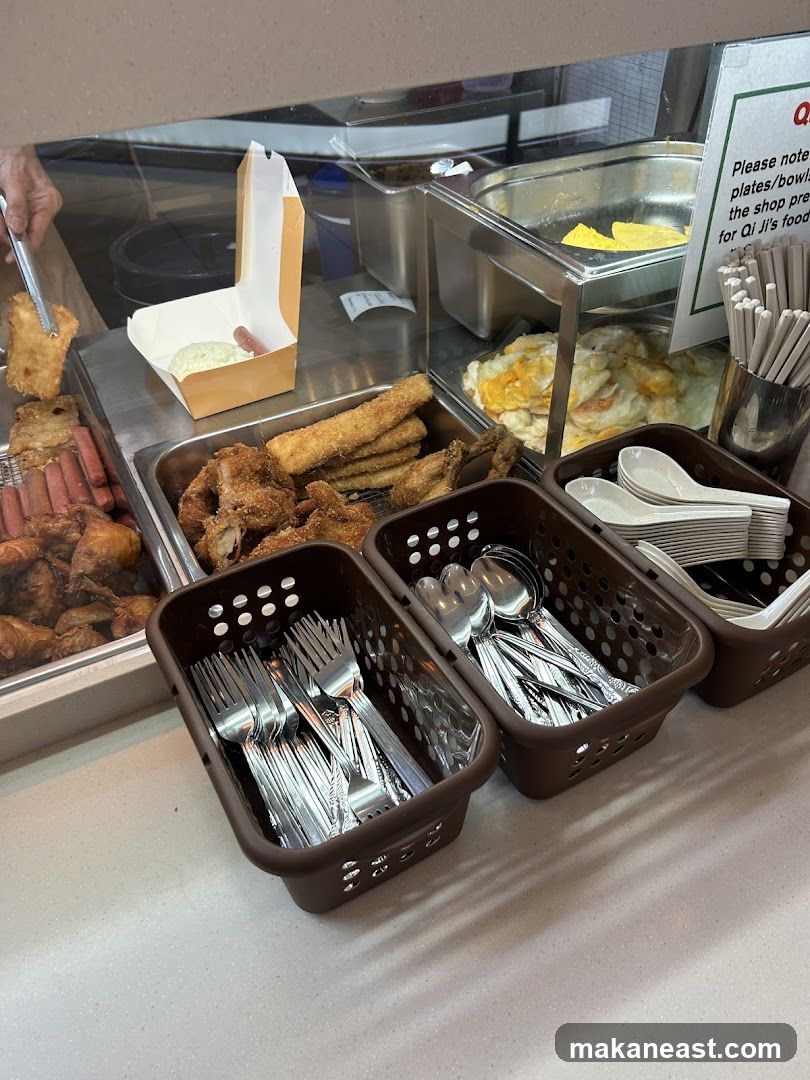 Food Counter with Utensils