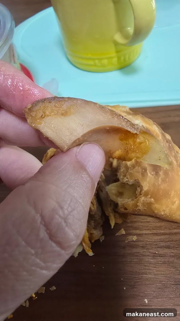 Close-up of a pastry with filling