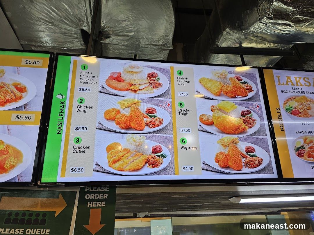 Nasi Lemak and Laksa Menu