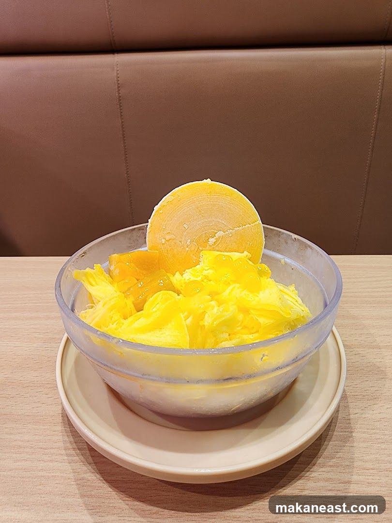 Mango shaved ice dessert