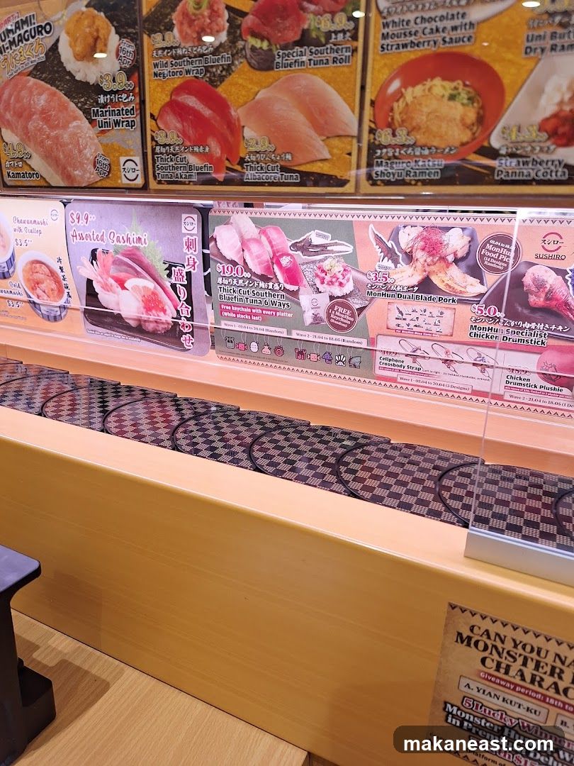 Sushi Display with Menu Items