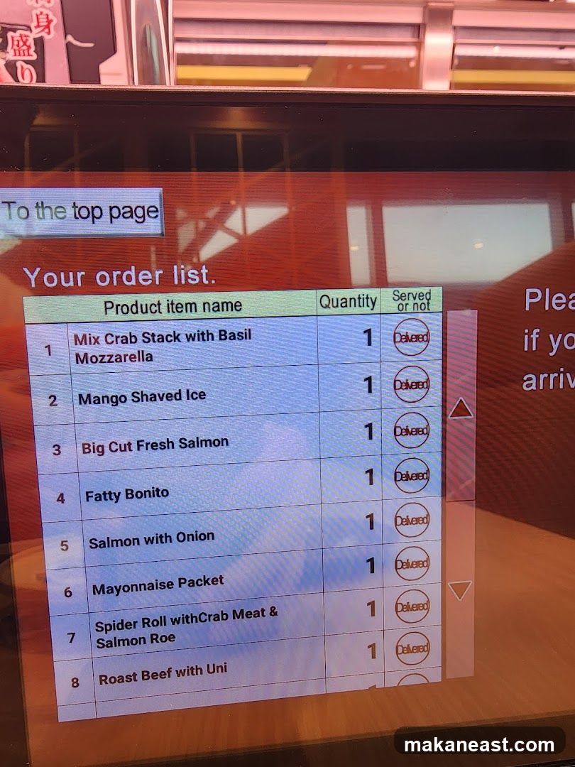 Your order list.