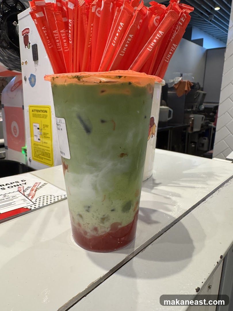 Matcha Drink with Straws