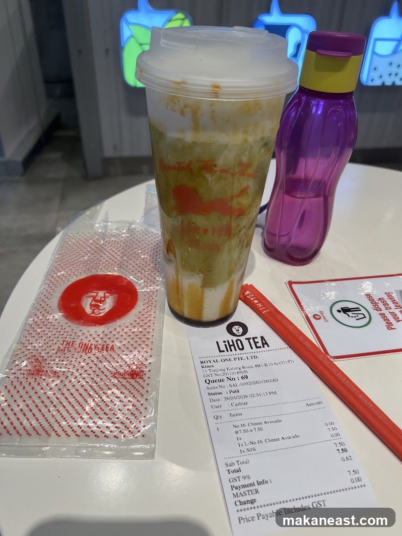 LiHo Tea Receipt and Drink