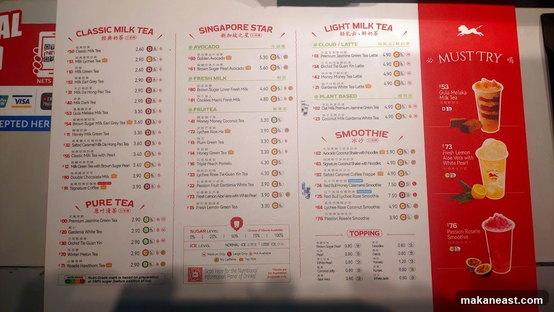 Milk Tea Menu