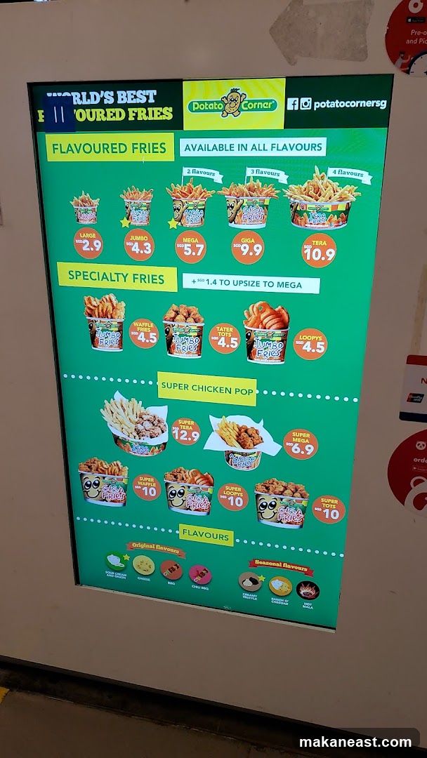 Potato Corner Flavoured Fries Menu