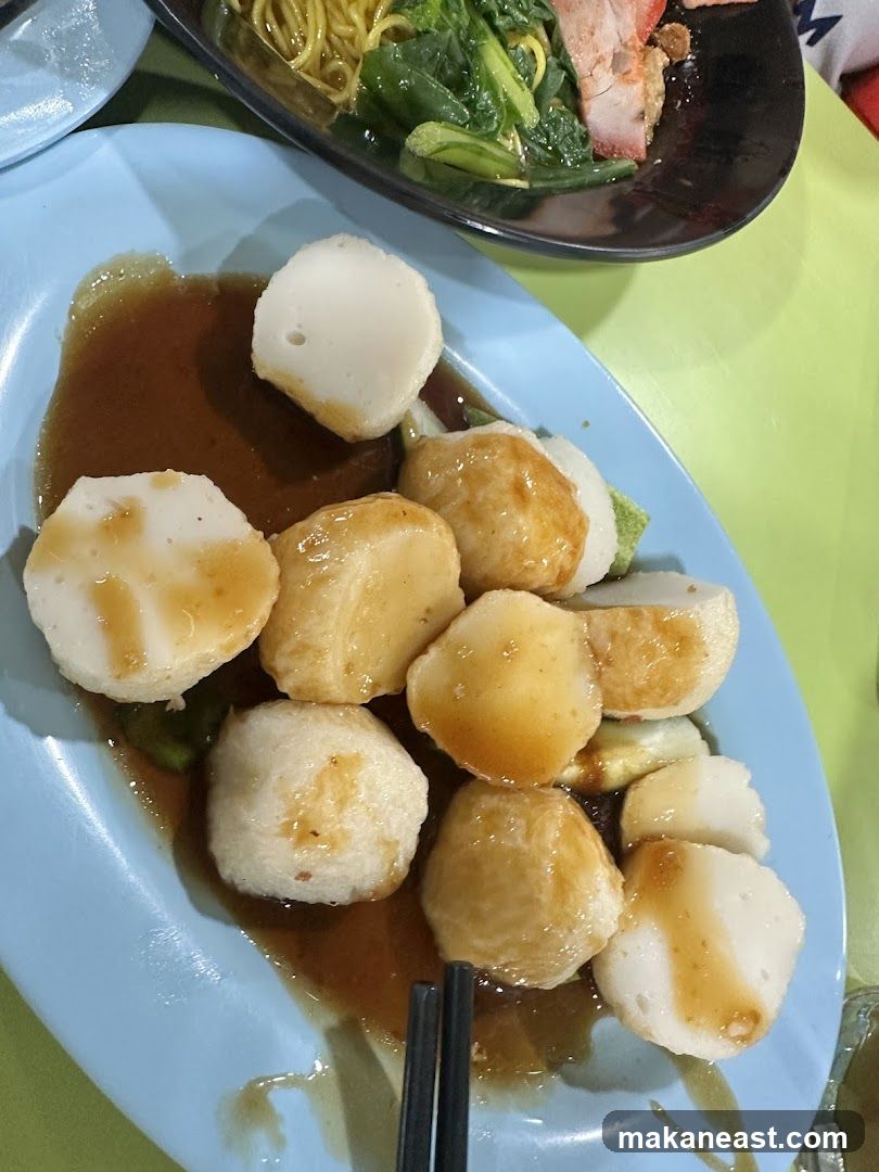 Fish Balls with Gravy and Noodles