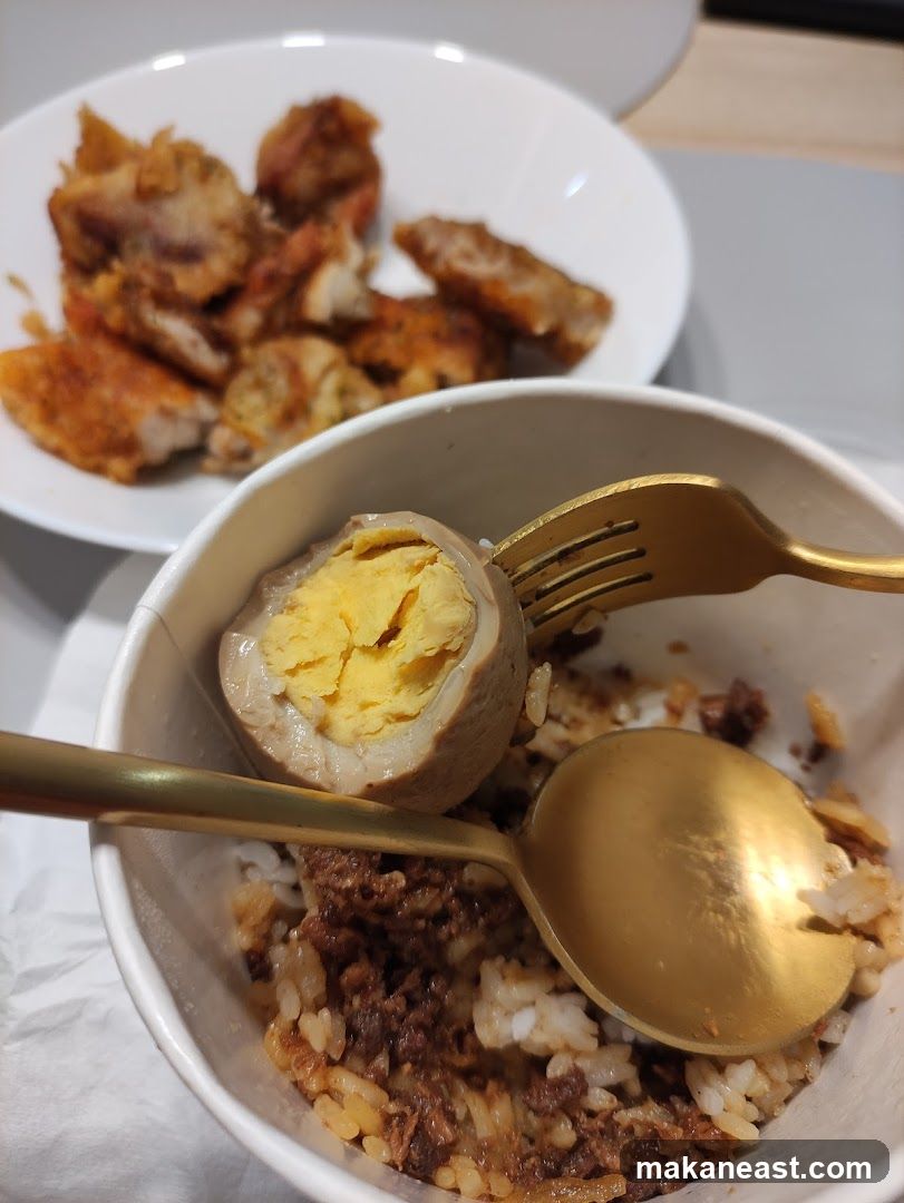 Braised Egg and Rice with Fried Chicken