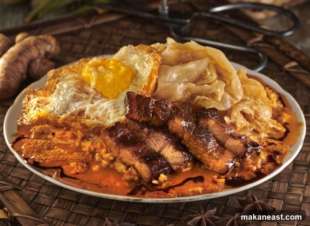 Pork Belly Rice with Fried Egg and Cabbage