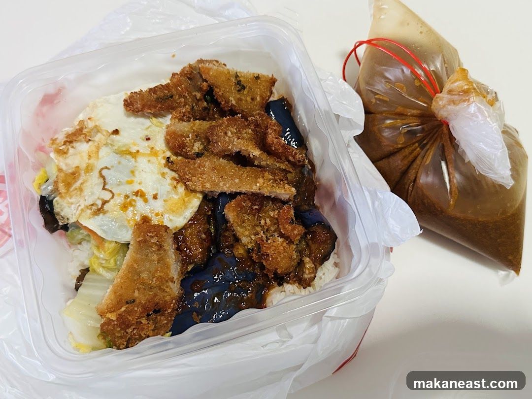 Takeout Meal with Fried Pork and Eggplant