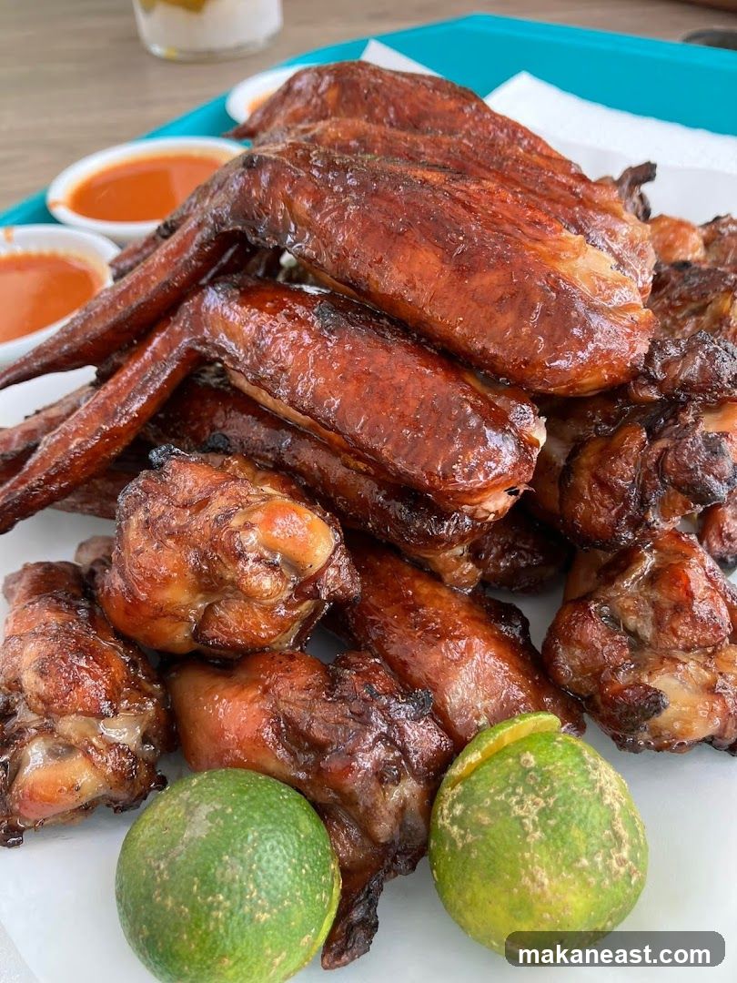 Grilled Chicken Wings with Dipping Sauce and Limes