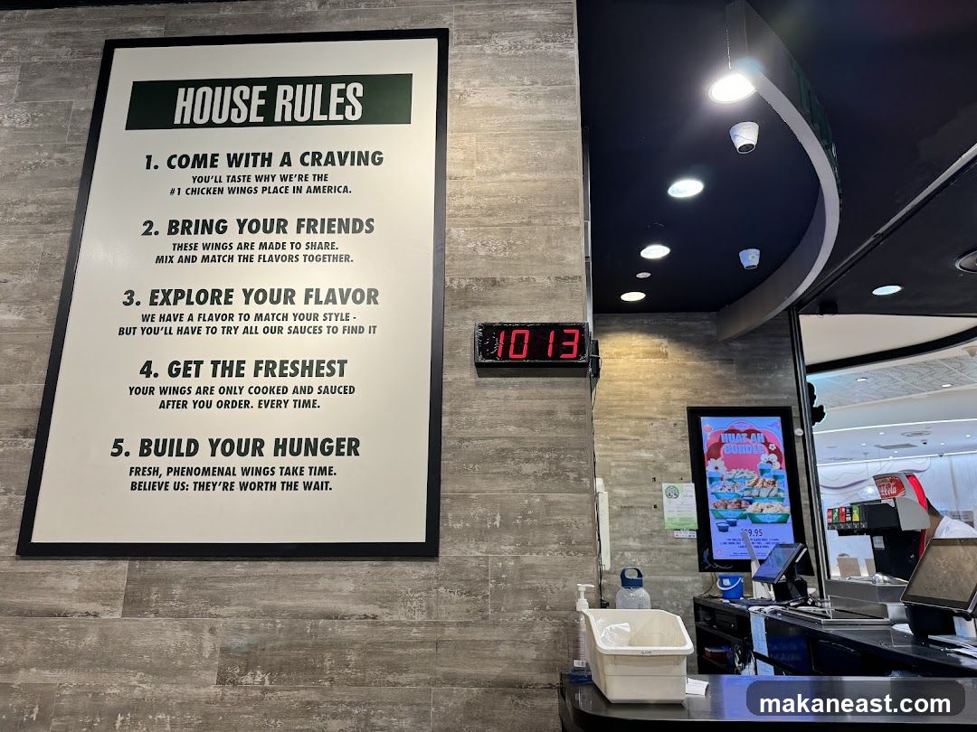 House Rules Sign and Counter Area