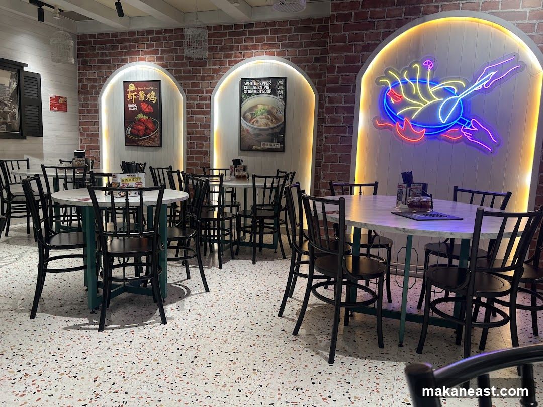 Restaurant Interior with Neon Sign