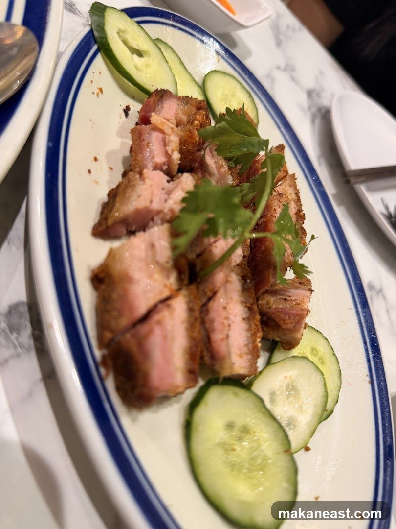 Crispy Pork Belly with Cucumber Slices