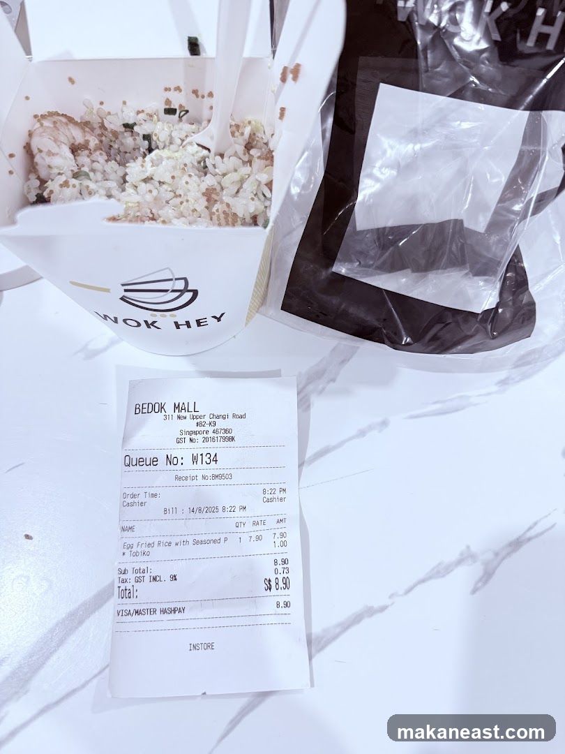 Wok Hey Receipt and Food