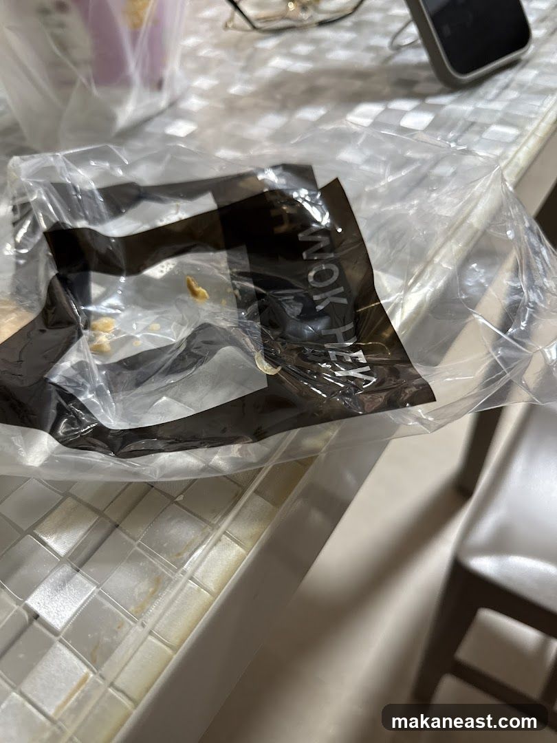 Plastic bag with food remnants