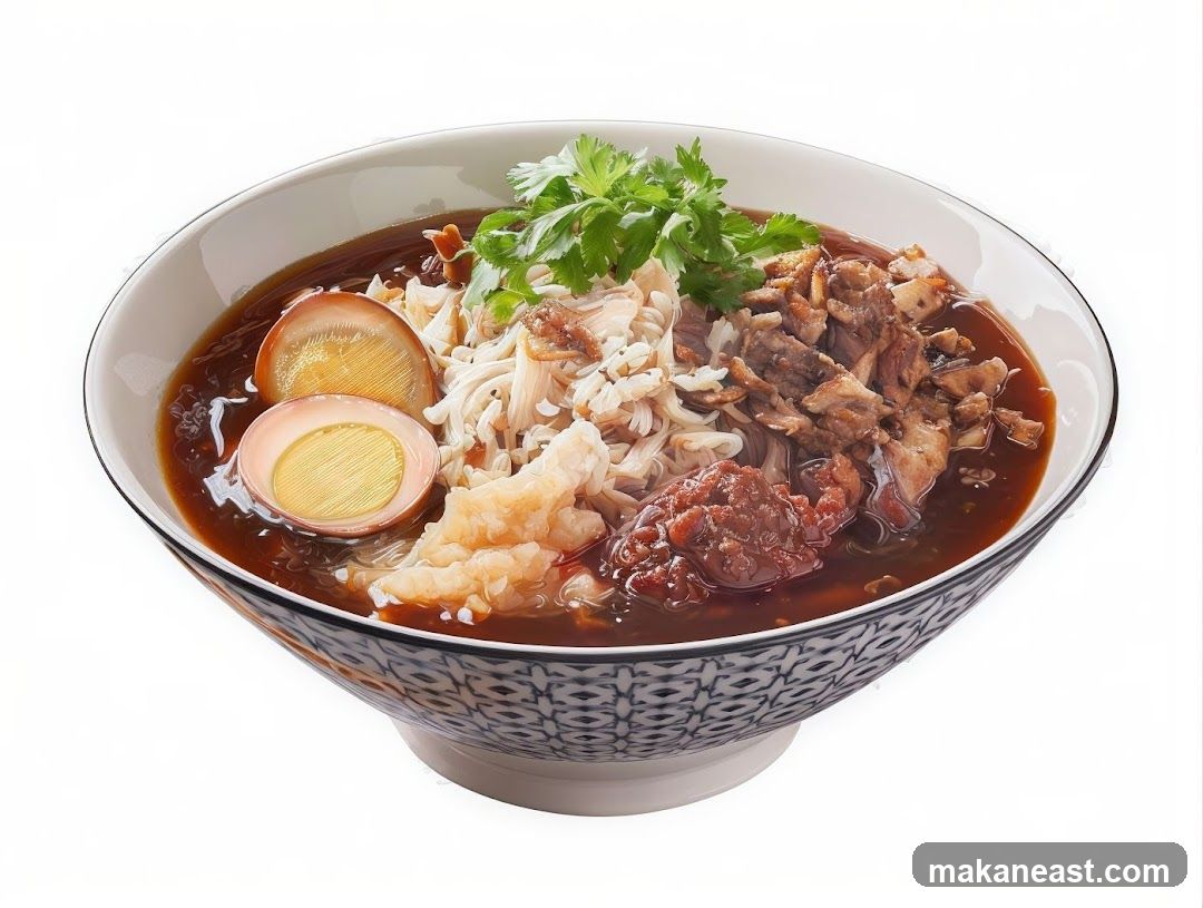Bowl of Noodles with Egg and Meat
