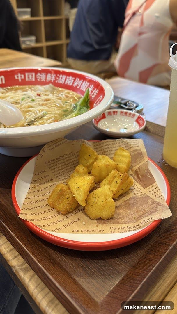 Fried Potato Bites and Ramen