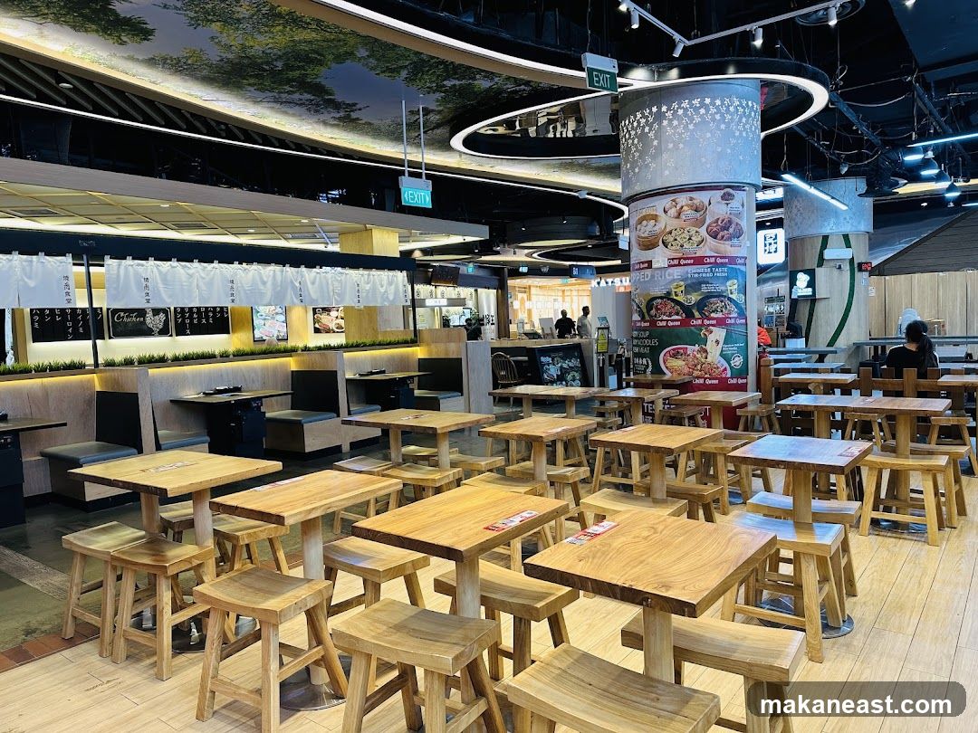 Restaurant Interior with Wooden Tables and Booths