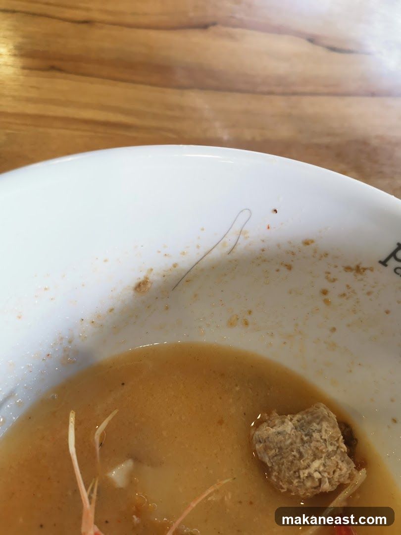 Bowl of soup with hair