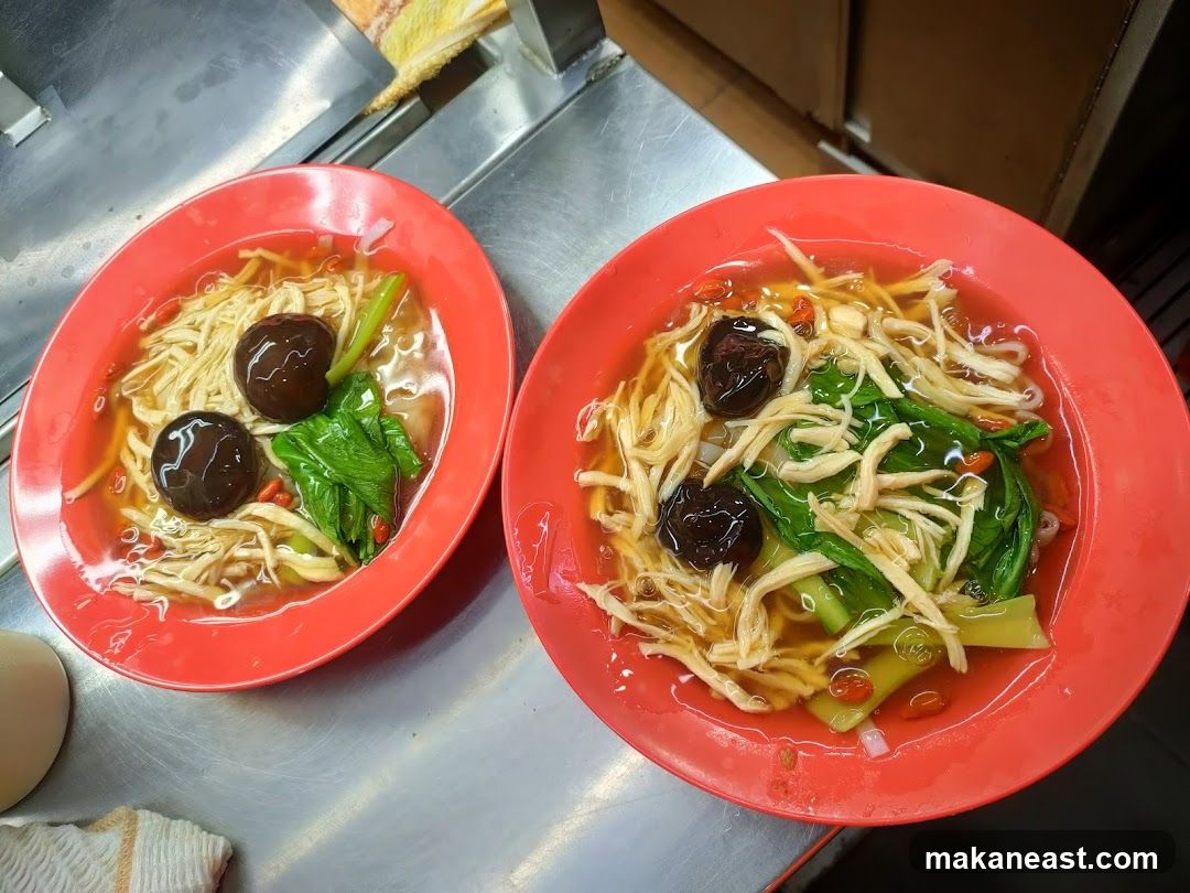 Noodle Soup with Mushrooms and Greens