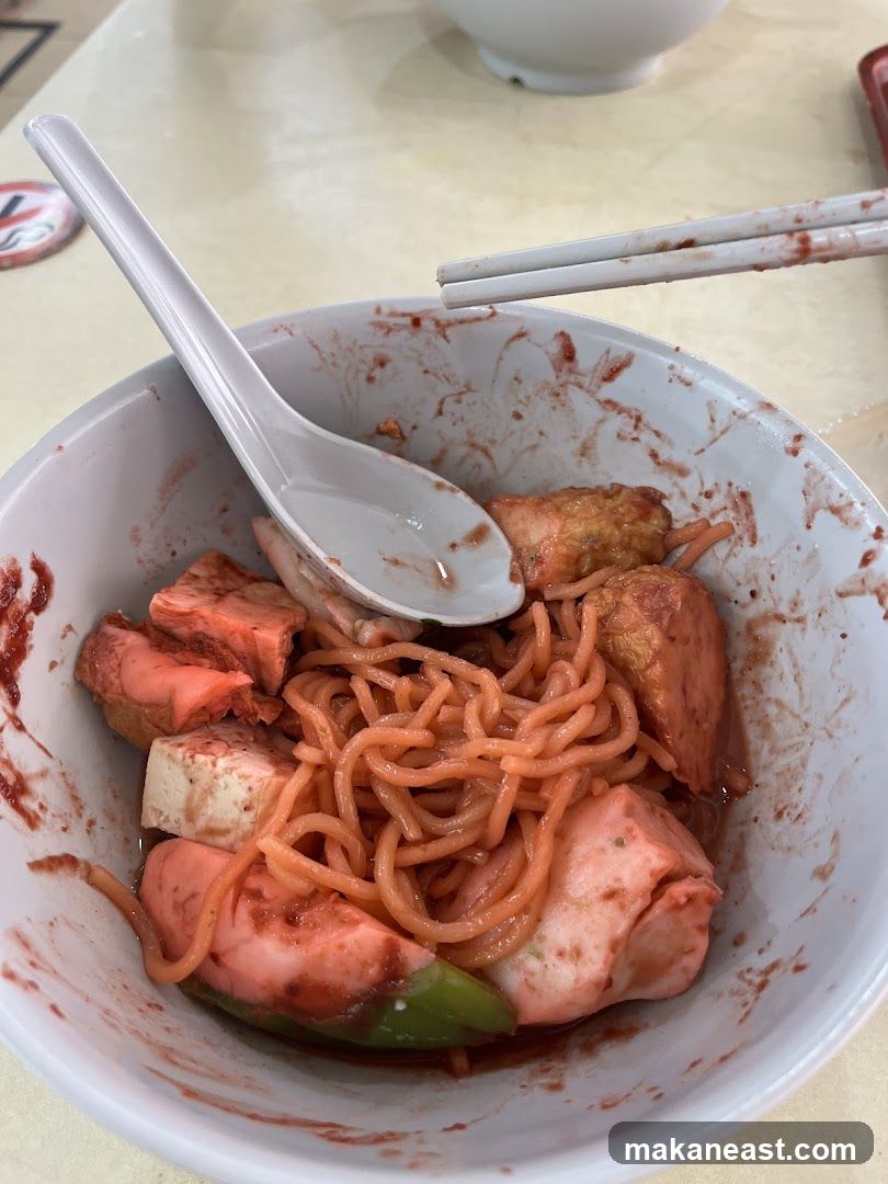 Noodle Dish with Fish Balls and Tofu