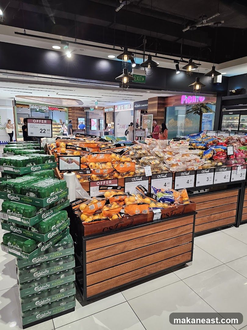 Supermarket Produce and Drinks Aisle
