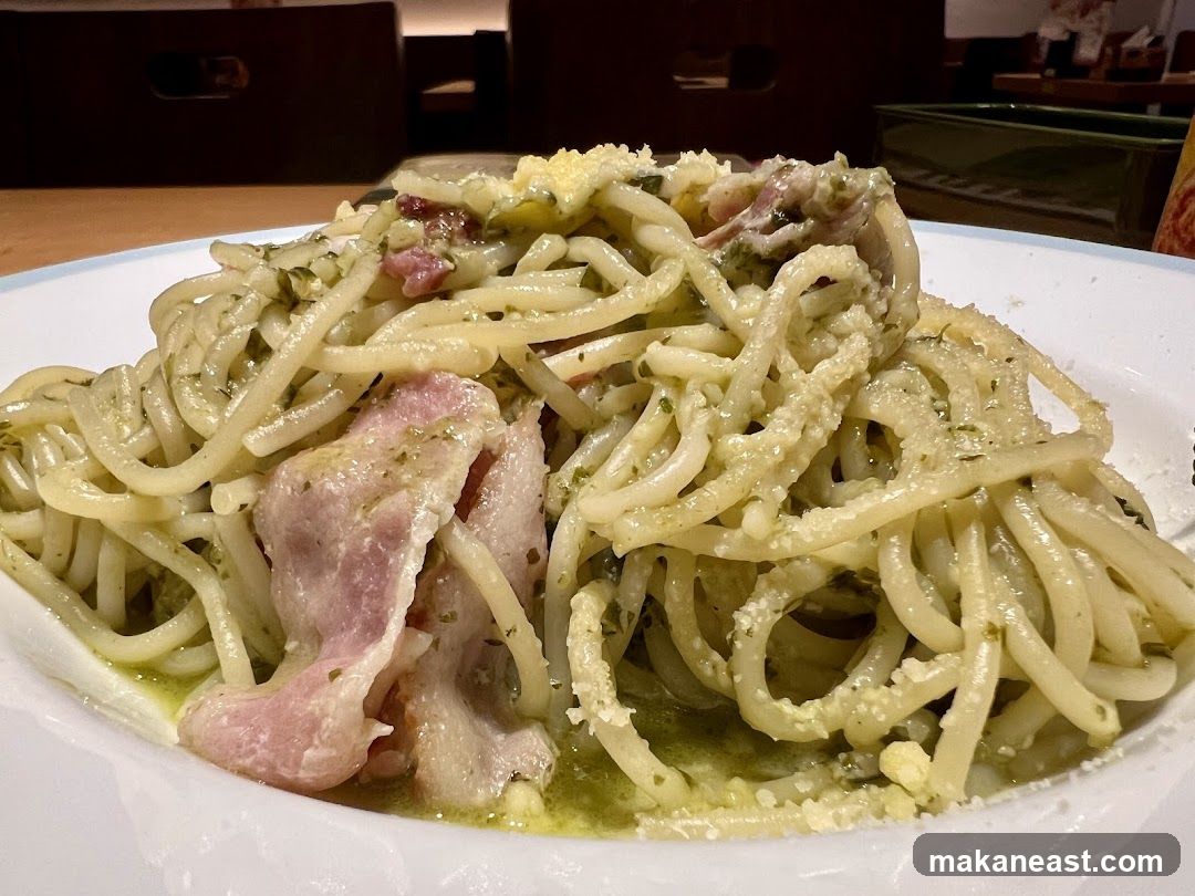 Pasta with Bacon and Pesto
