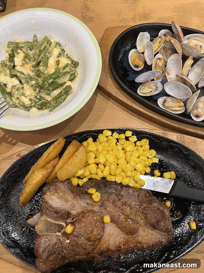 Steak dinner with sides