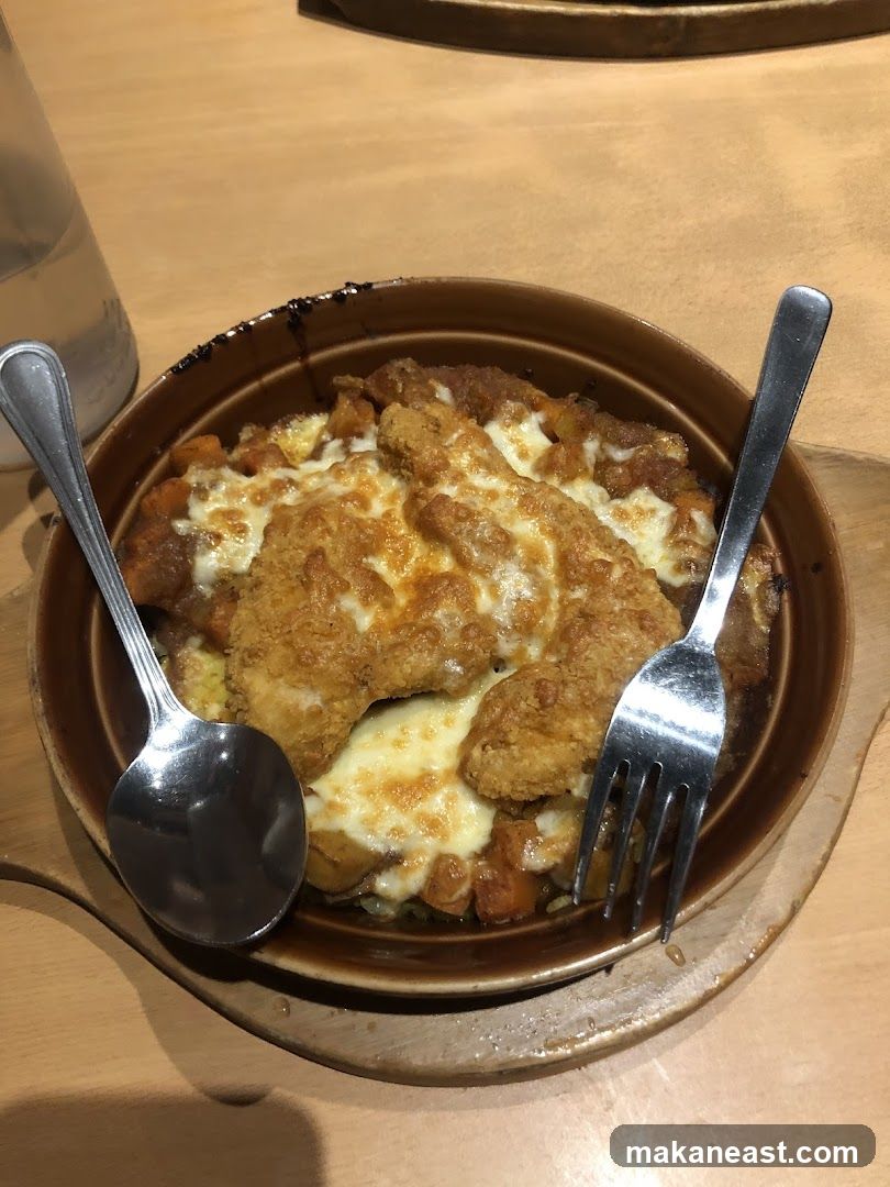 Baked Curry Dish with Fried Chicken