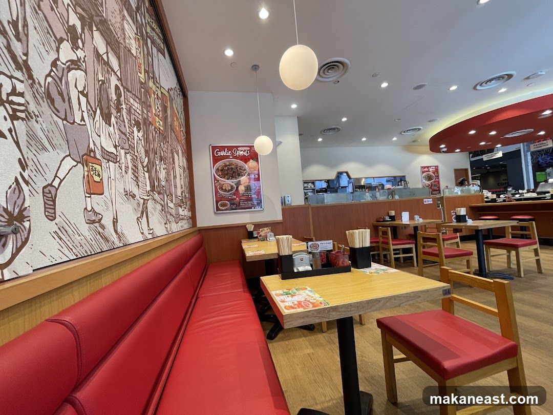 Restaurant Interior with Mural and Seating